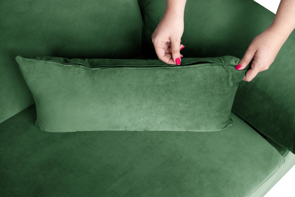Divano angolare 3 posti con chaise longue sinistra velluto verde scuro - Washington - DI-WA30VLT-CLSX