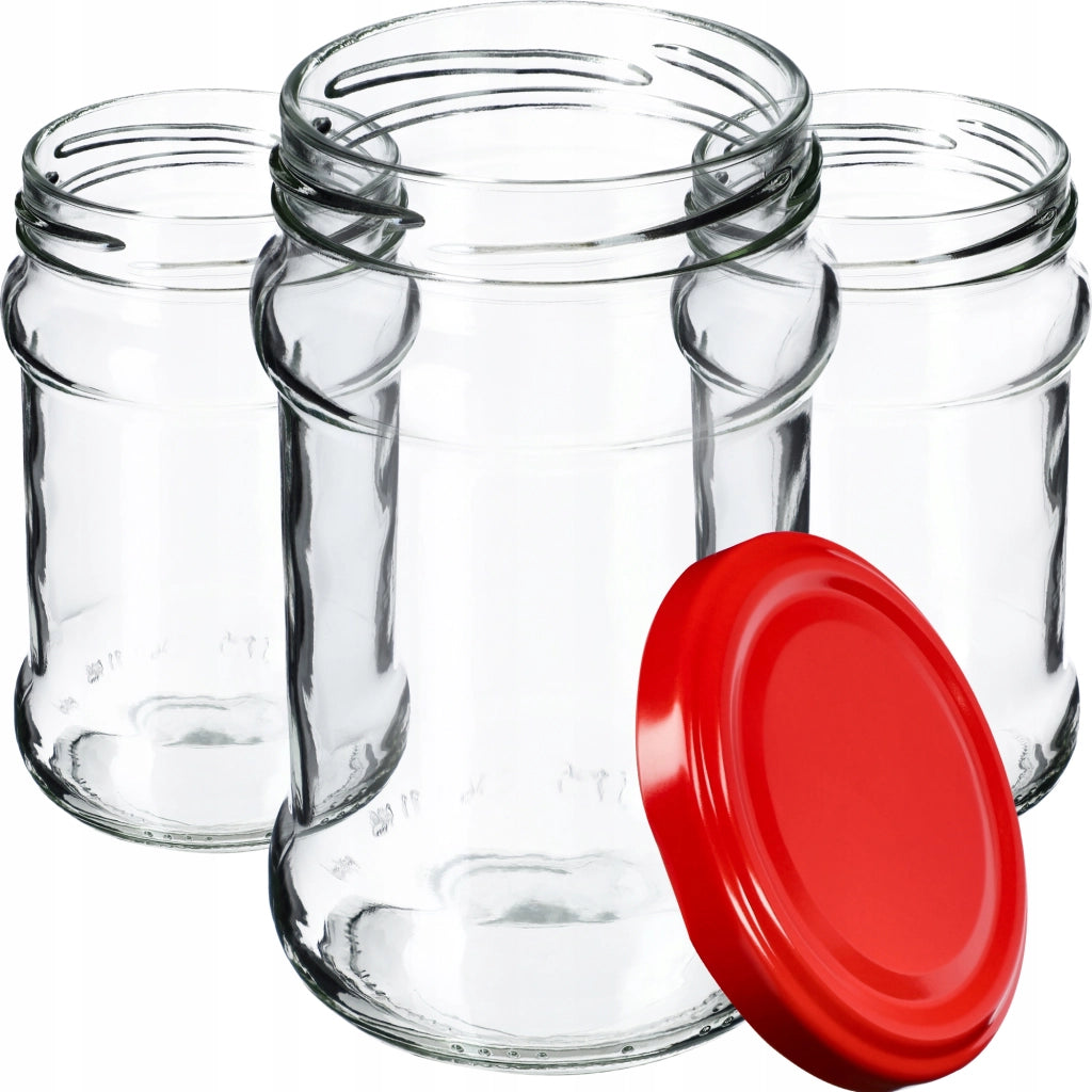 Barattoli per conserve KADAX Seno 315 ml 50 pezzi 66 mm + coperchi rossi