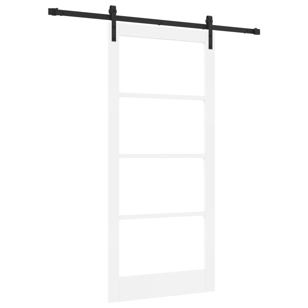 porta scorrevole  con Set Hardware 'ORKDAL'Bianco Legno Massello & Vetro