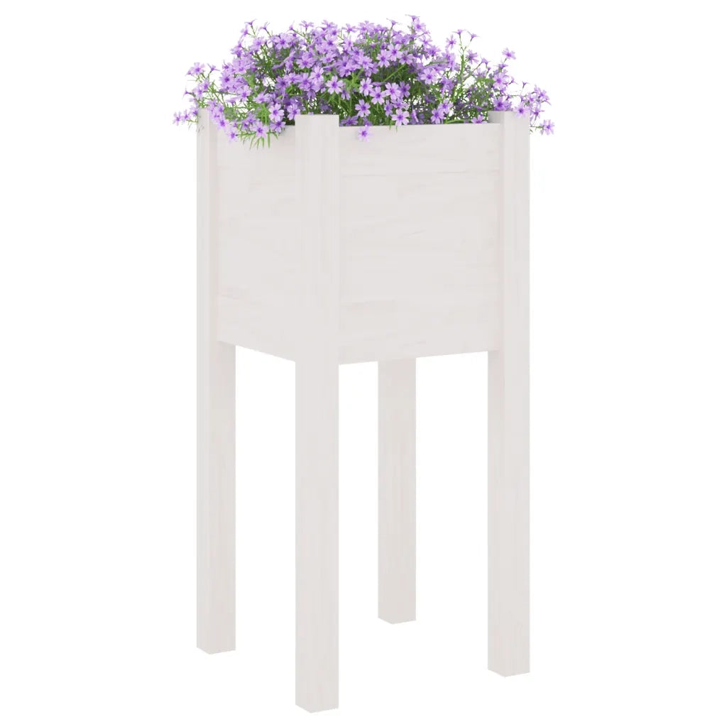 2 pz Fioriere | Cassetta per fiori | Vaso da Giardino Bianche 31x31x70 cm in Legno di Pino