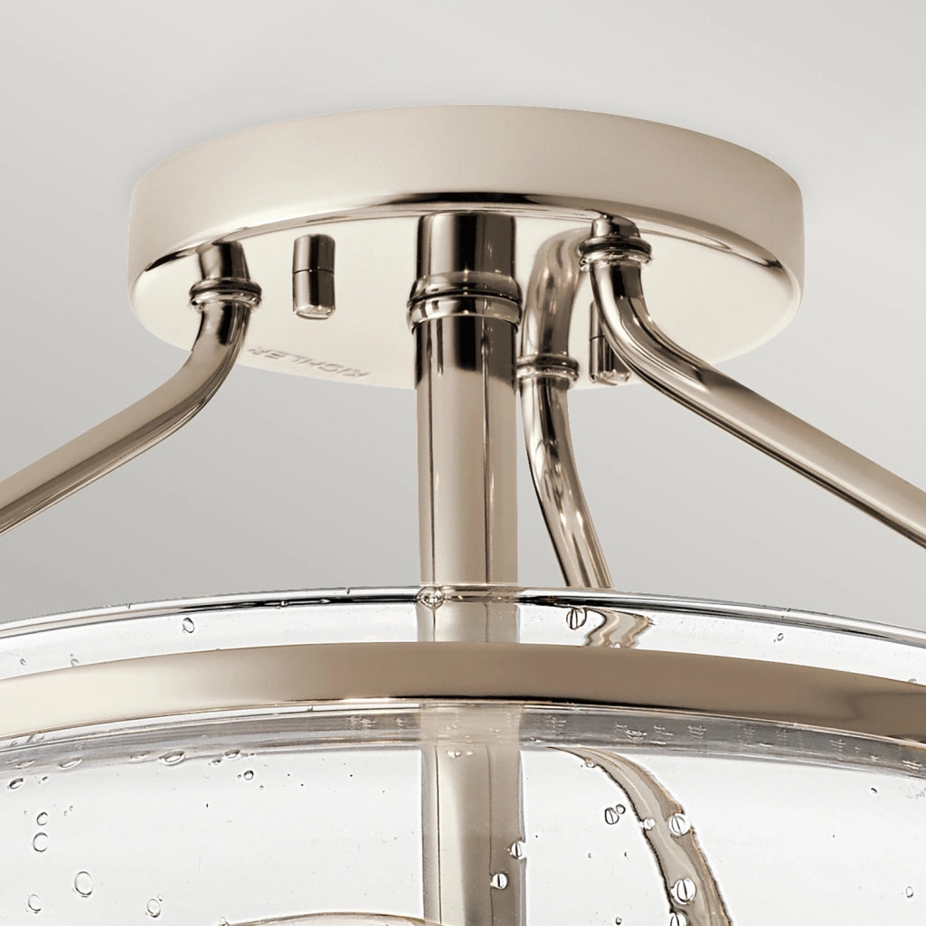 Lampada A Soffitto Contemporanea Belle Acciaio Nichel Lucido Vetro 3 Luci E14