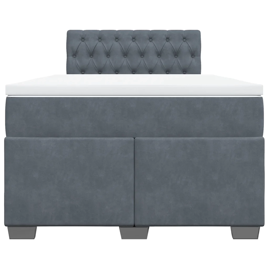 Giroletto a Molle con Materasso Grigio Scuro 120x200 cm Velluto