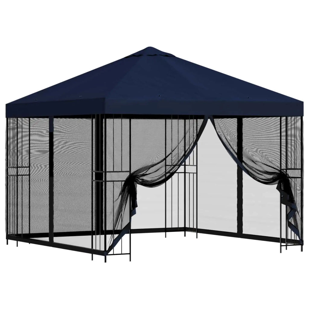 Gazebo | Pergolato da giardino con pareti laterali 3 x 3 m Blu