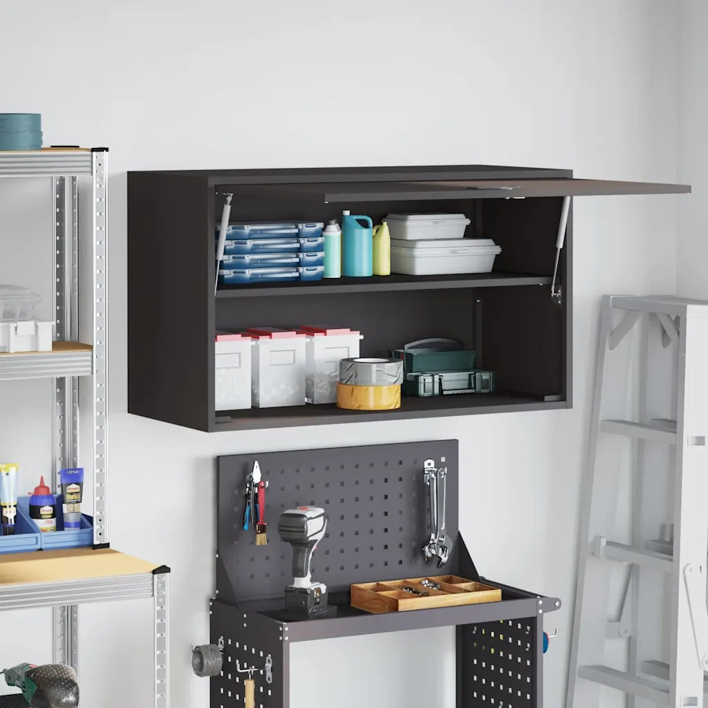 Armadio a muro per garage Nero 90 x 40 x 53 cm 883260
