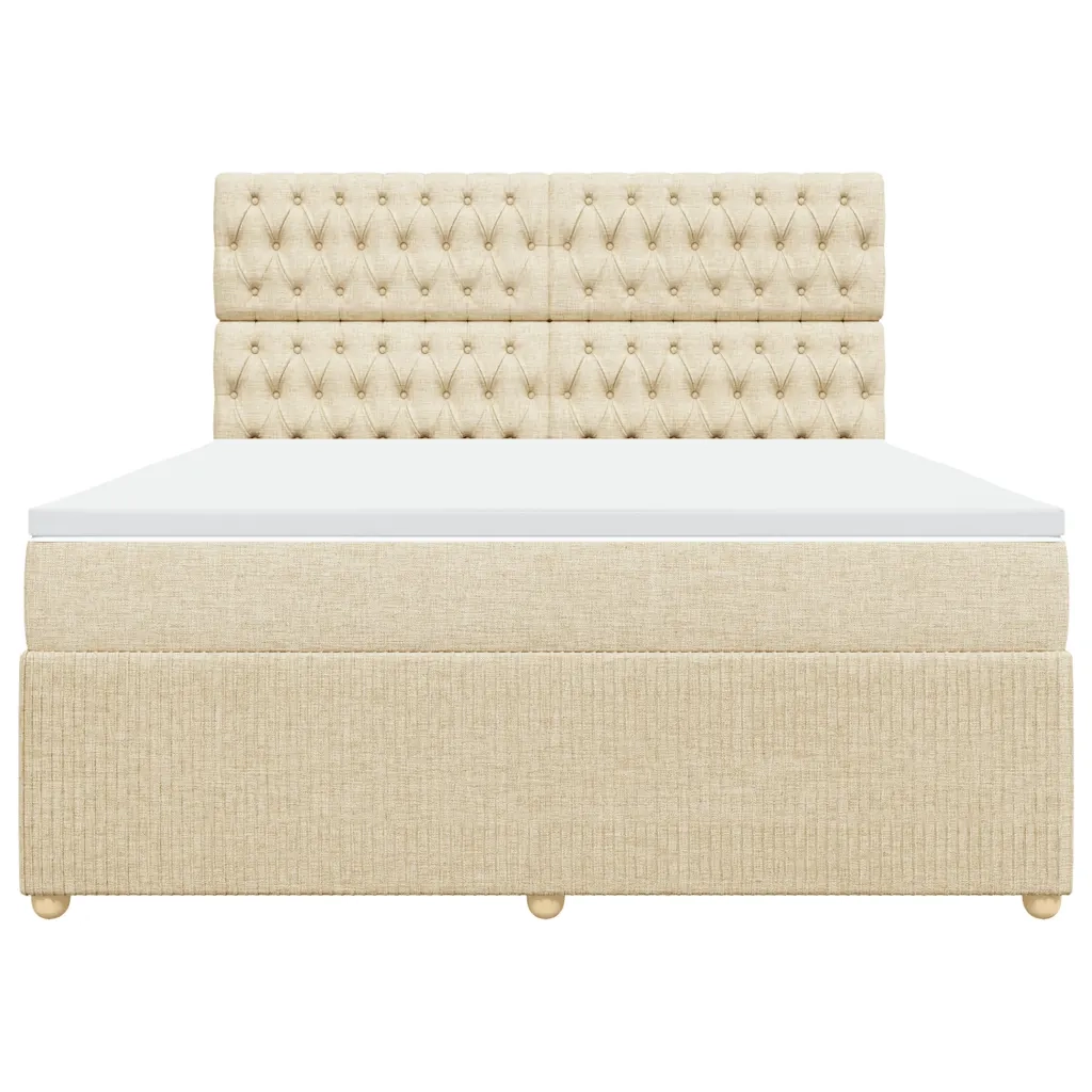 Giroletto a Molle con Materasso Crema 180x200 cm in Tessuto 3292147