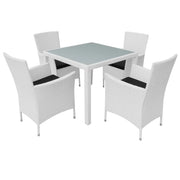 Set da Pranzo da Giardino 5 pz | Set Salotto da Giardino in Polyrattan Bianco Crema