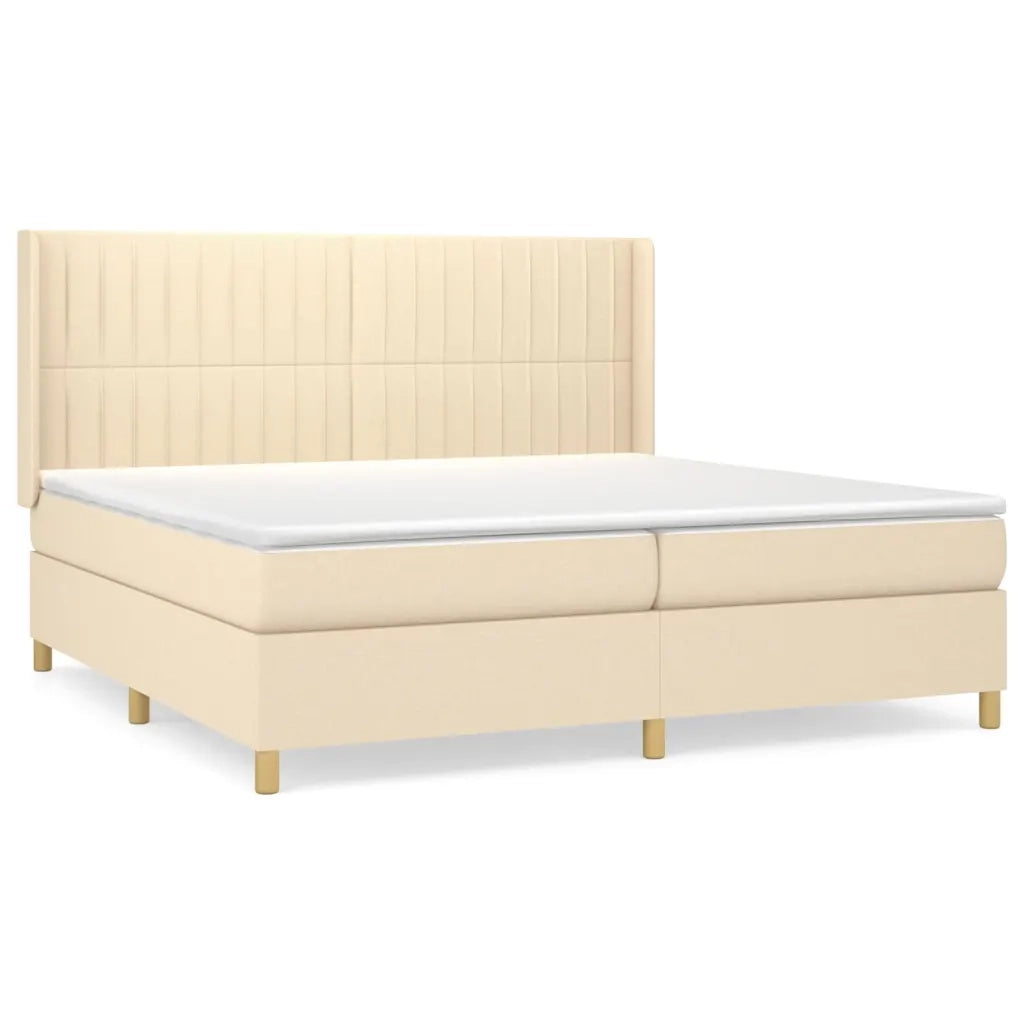 Giroletto a Molle con Materasso Crema 200x200 cm in Tessuto 3132182