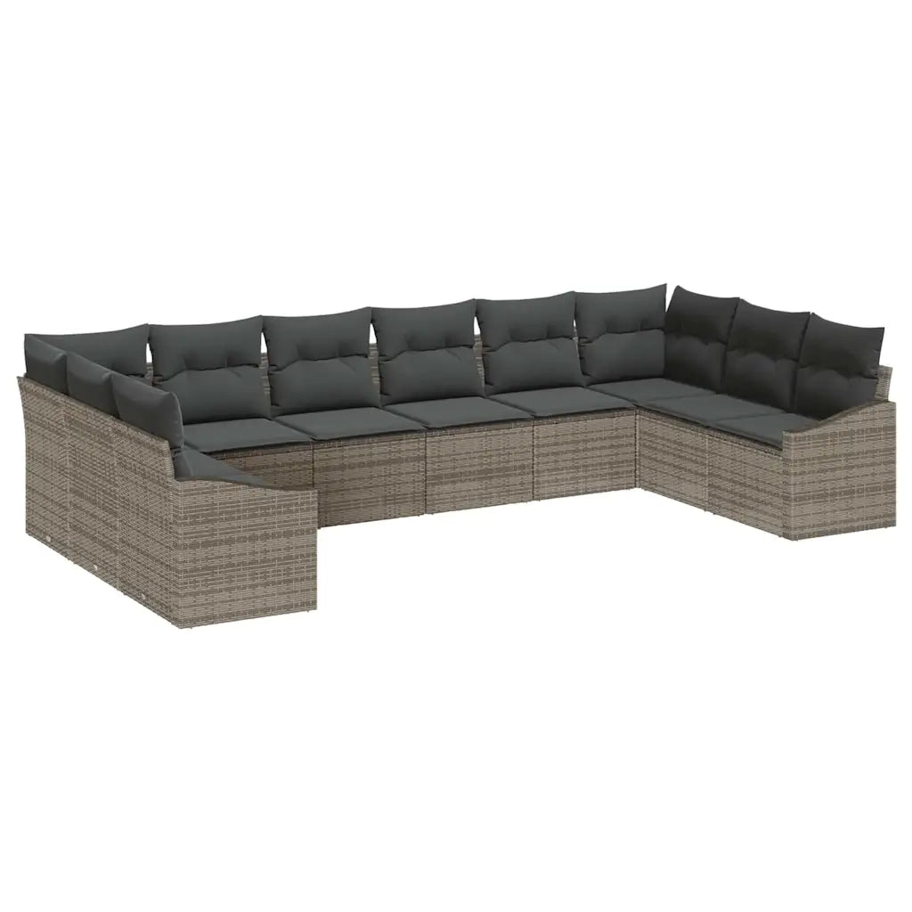 Set Divano da Giardino 10 pcs Grigio polyrattan