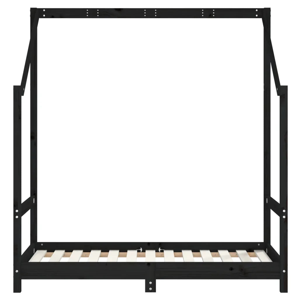 Giroletto per Bambini Nero 70x140 cm in Legno Massello di Pino 835708