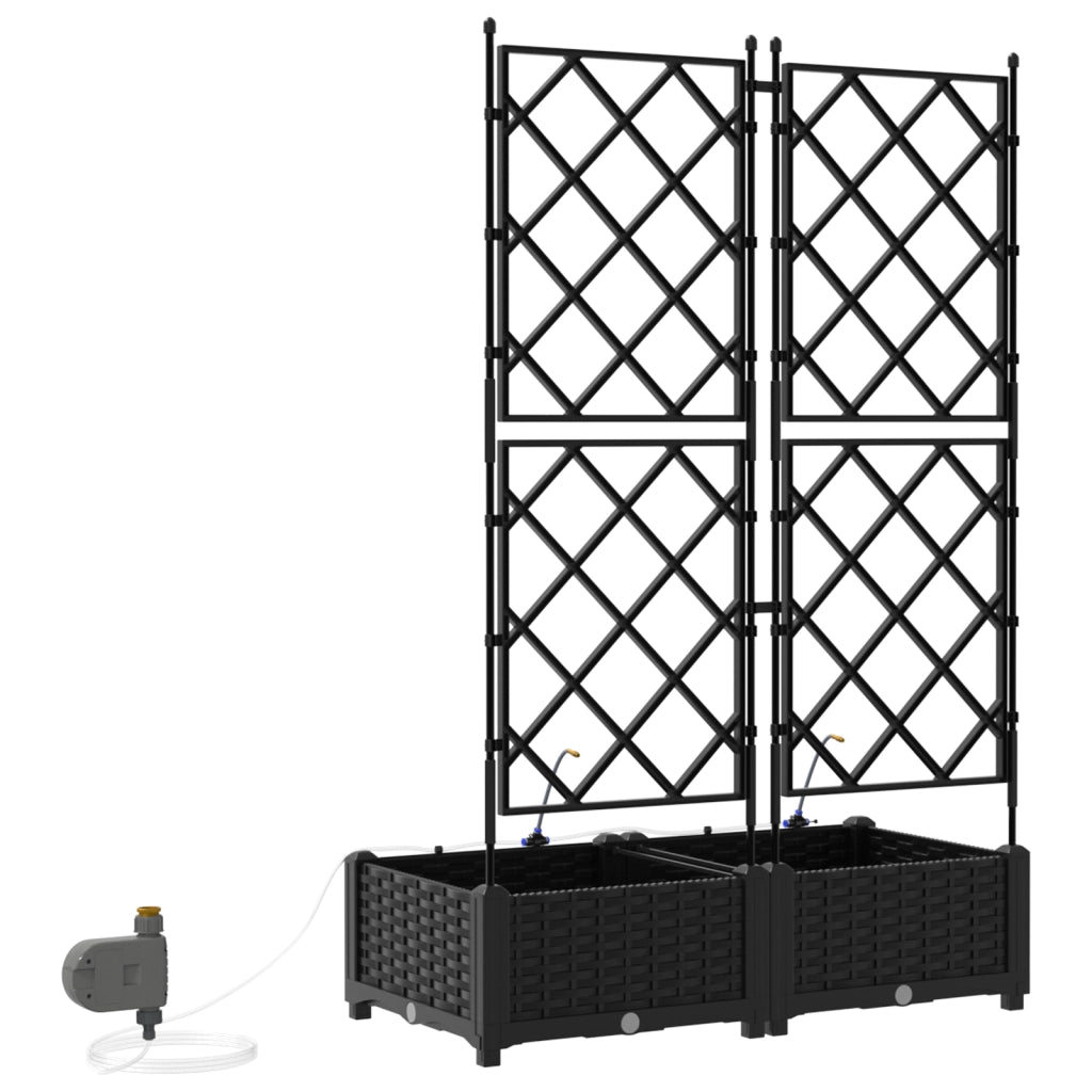 Planters da Giardino  con Sistema di Irrigazione 2 pz Nero