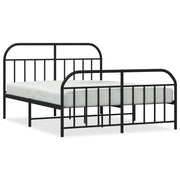 Letto matrimoniale | Letto per adulti | Giroletto con Testiera e Pediera Metallo Nero 140x190 cm