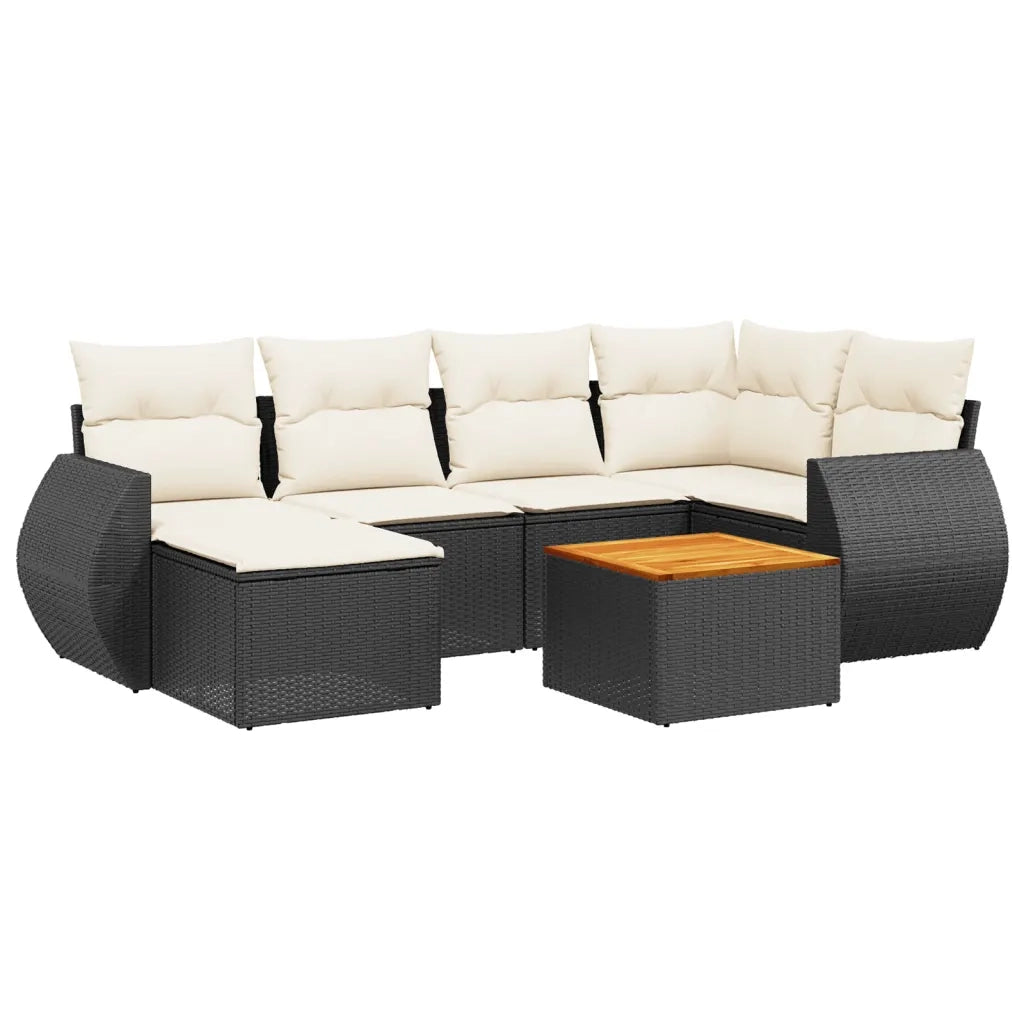 Set Divani da Giardino con Cuscini 7pz Nero Polyrattan 3225104