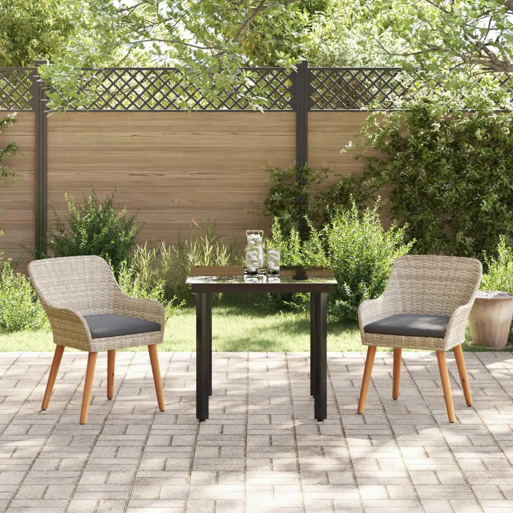 Set da Pranzo per Giardino 3 pcs Grigio chiaro polyrattan