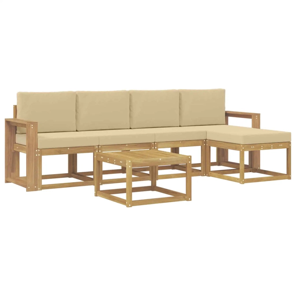 Set di divani da esterno con cuscino 6 pcs Bianco e Beige 3387532