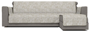 Copridivano con Penisola Destra Seduta 290 cm in Poliestere e Cotone Beige