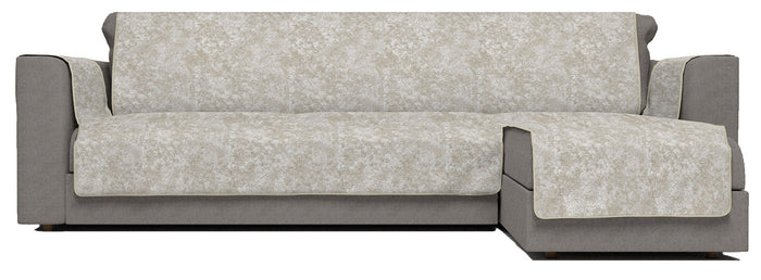 Copridivano con Penisola Destra Seduta 290 cm in Poliestere e Cotone Beige