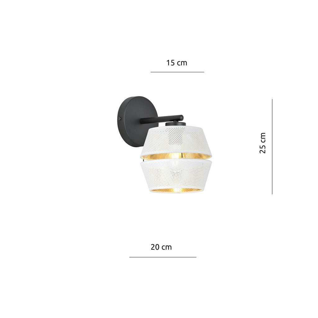 Applique Contemporanea 1 Luce Enea In Metallo Bianco E Oro