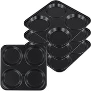 Fornello per Yorkshire Pudding 4 Coppe - Muffin con Rivestimento Antiscivolo - Forno per Pane/Gli Aghi - Acciaio di Carbonio Nero - Duraturo e Leggero