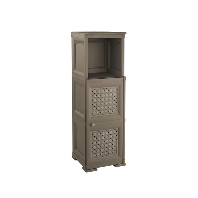 COLONNINA MISTA 3 MODULI 2 ANTE TRAFOR.MOBILE VERSATILE 3 MODULI WENGÉ 40X43X125 CM CON ANTA TRAFORATA E VANI A GIORNO – MOBILE MULTIUSO SALVASPAZIO PER CASA