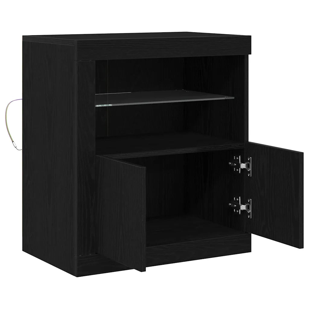 Credenza | Madia LED Nero 60,5 x 37 x 67 cm Legno multistrato