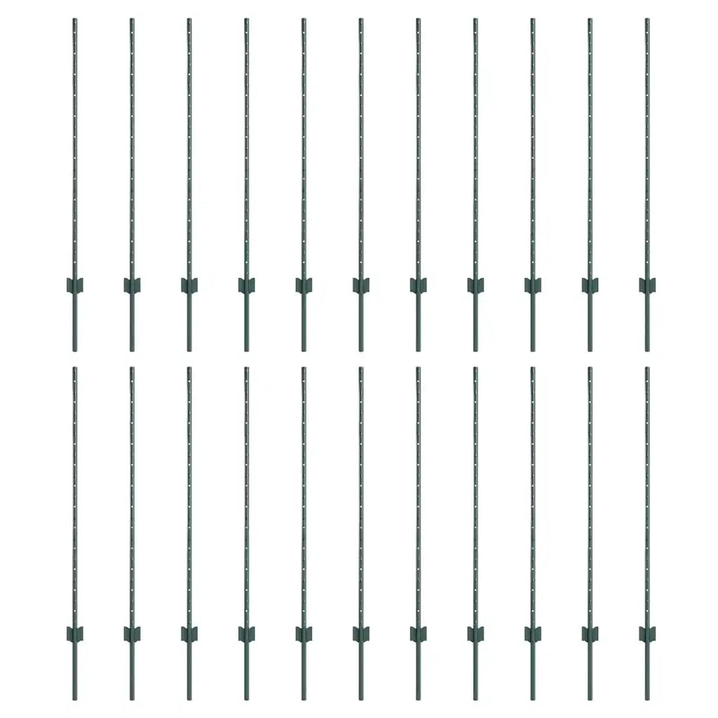 Palo della recinzione 22 pz Verde 160 cm Acciaio CFW3343350