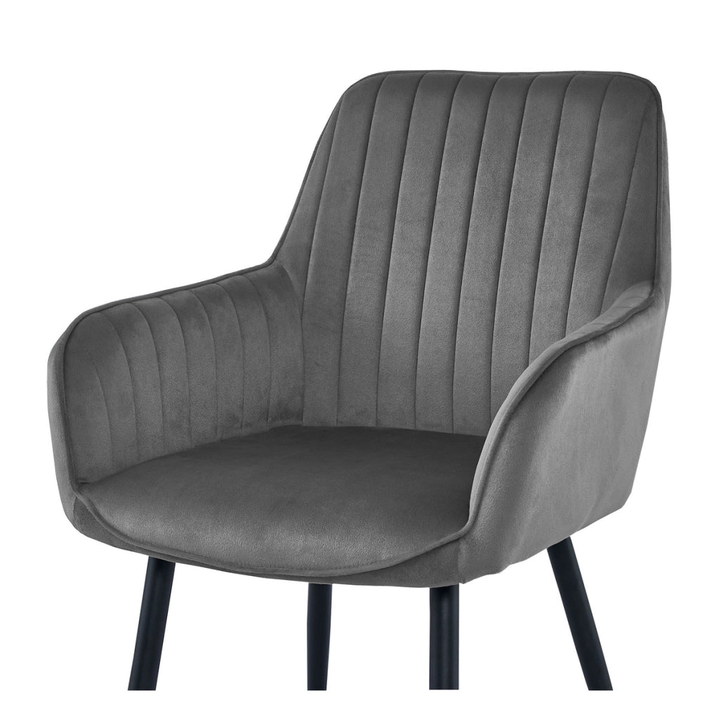 Sedia Solden in velluto grigio scuro con gambe nere