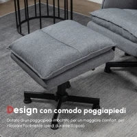 Poltrona Relax Massaggiante con Pouf e Telecomando, 8 Punti Massaggio e 5 Programmi, Grigio