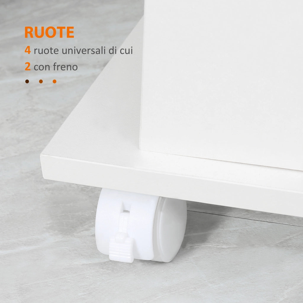 Carrello da Cucina Portavivande con 2 Ripiani ¨C Minimal ¨C Legno Bianco 60x38x77
