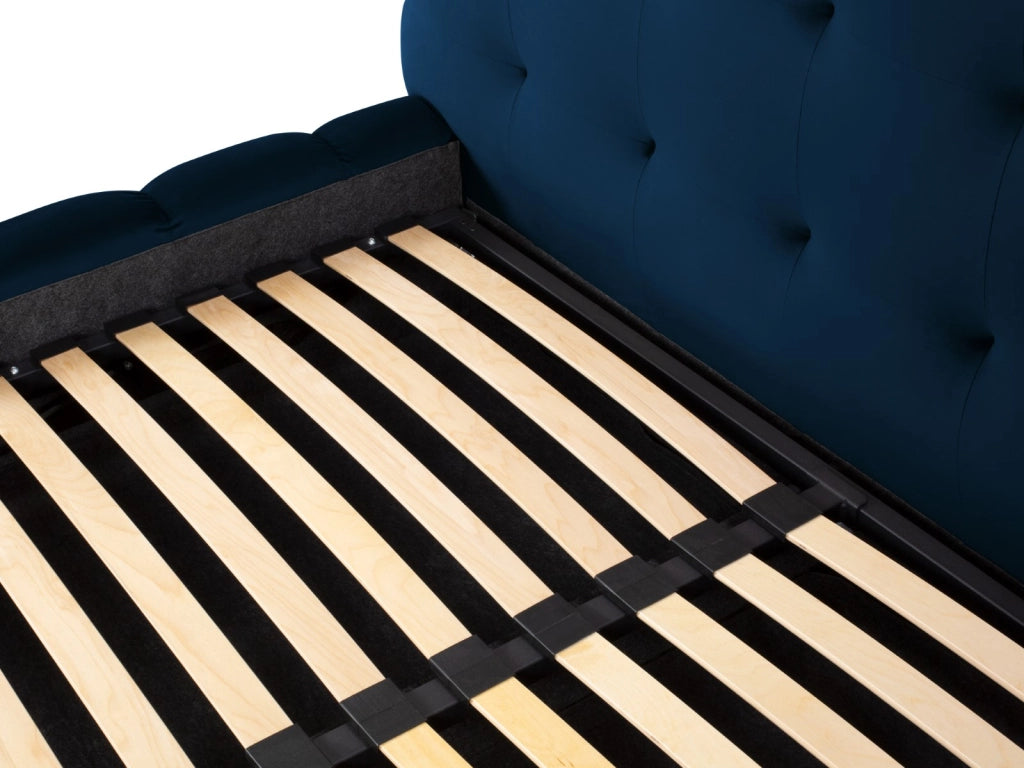 Cosmopolitan Design - Letto a cassettone con testiera "Bali" 180x200cm in velluto blu reale 