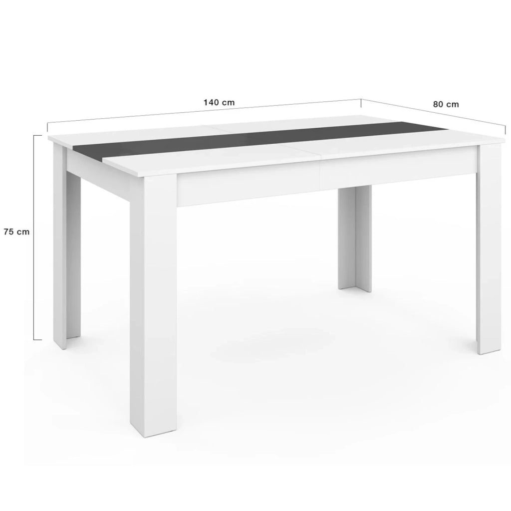 IDMarket - GEORGIA Tavolo da pranzo rettangolare per 6 persone bianco e grigio 140 x 80 cm