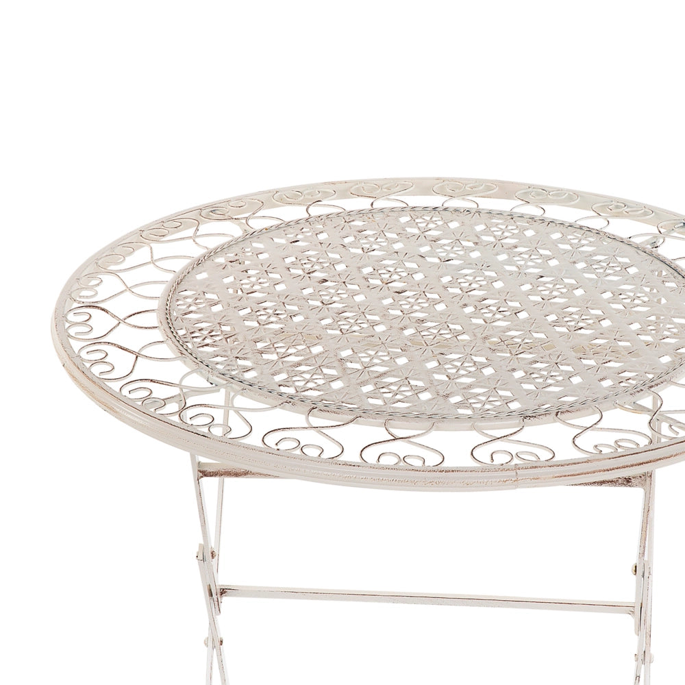 Tavolo da bistrò da giardino in ferro beige rotondo chic francese