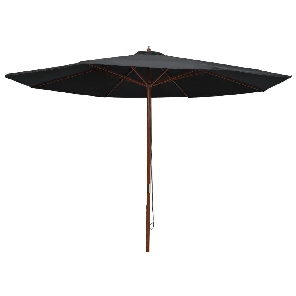 Ombrellone da esterno con palo in legno 350 cm nero 02_0008253
