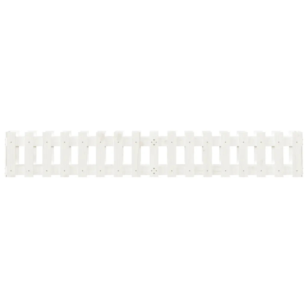 Fioriera Giardino a Recinzione Bianca 200x30x30cm Massello Pino 832503