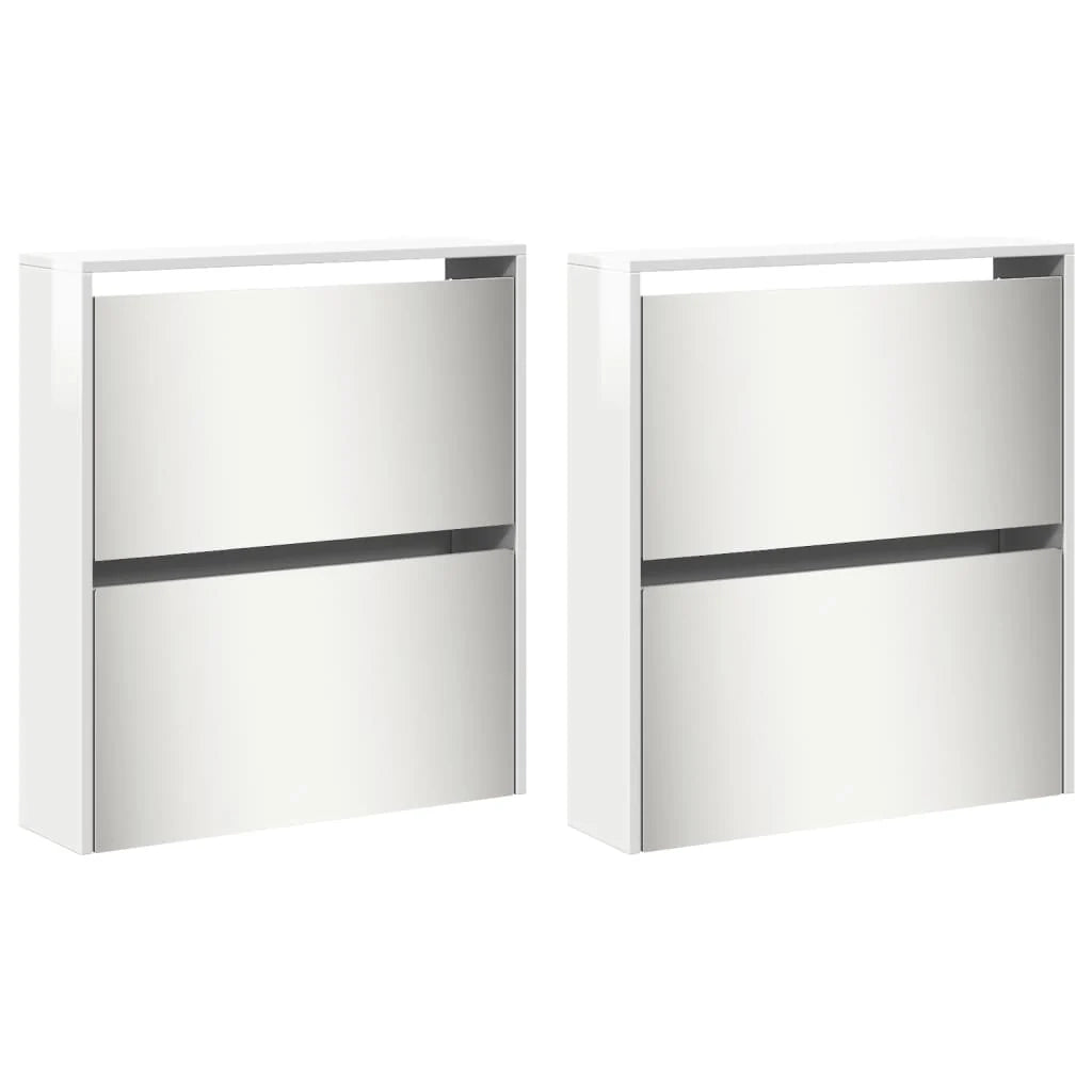 Scarpiera mobile contenitore per scarpe mobile ingresso/corridoio/soggiorno con specchio 4 ripiani bianco lucido 02_0021886