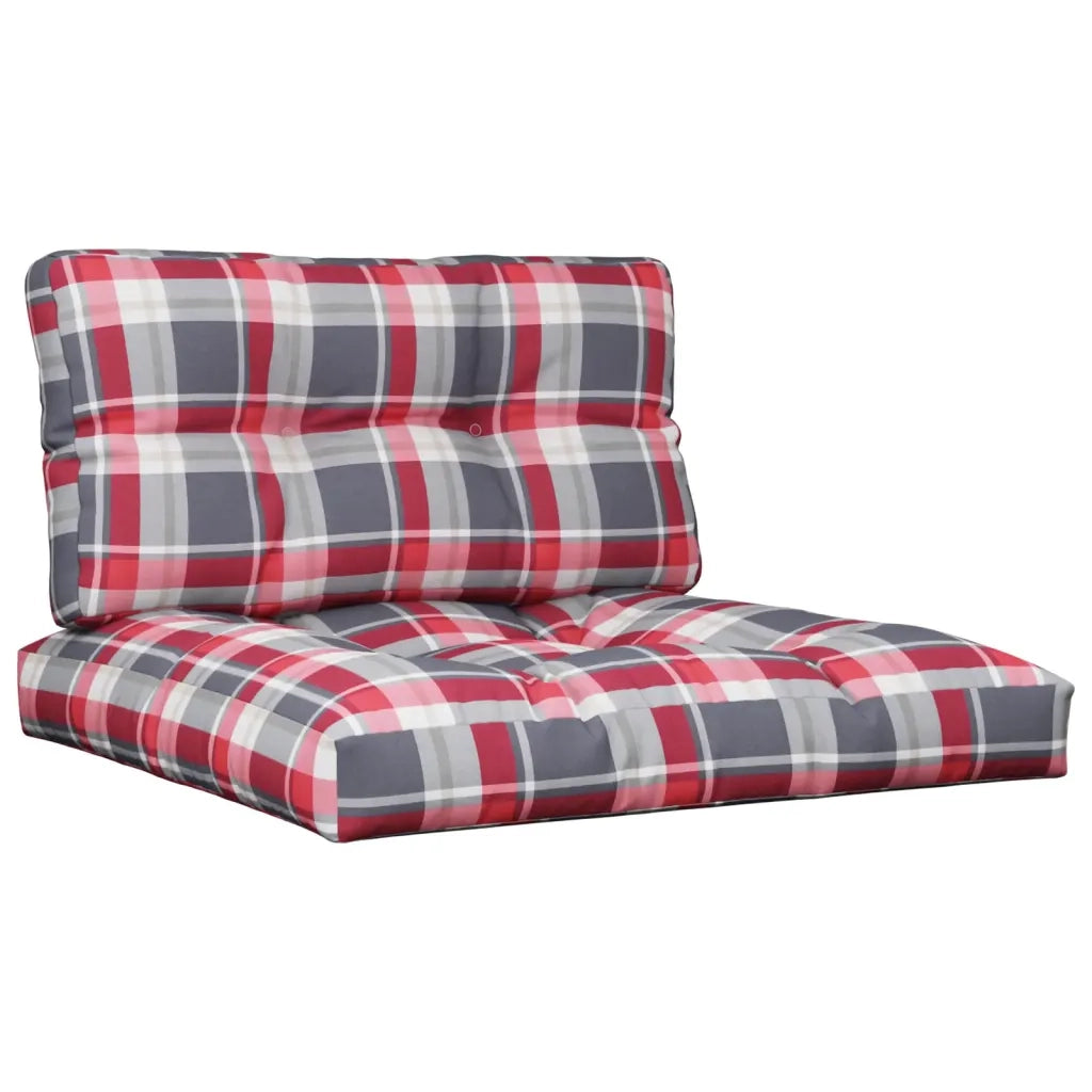 Cuscini per Pallet 2 pz Rossi a Quadri in Tessuto 360702
