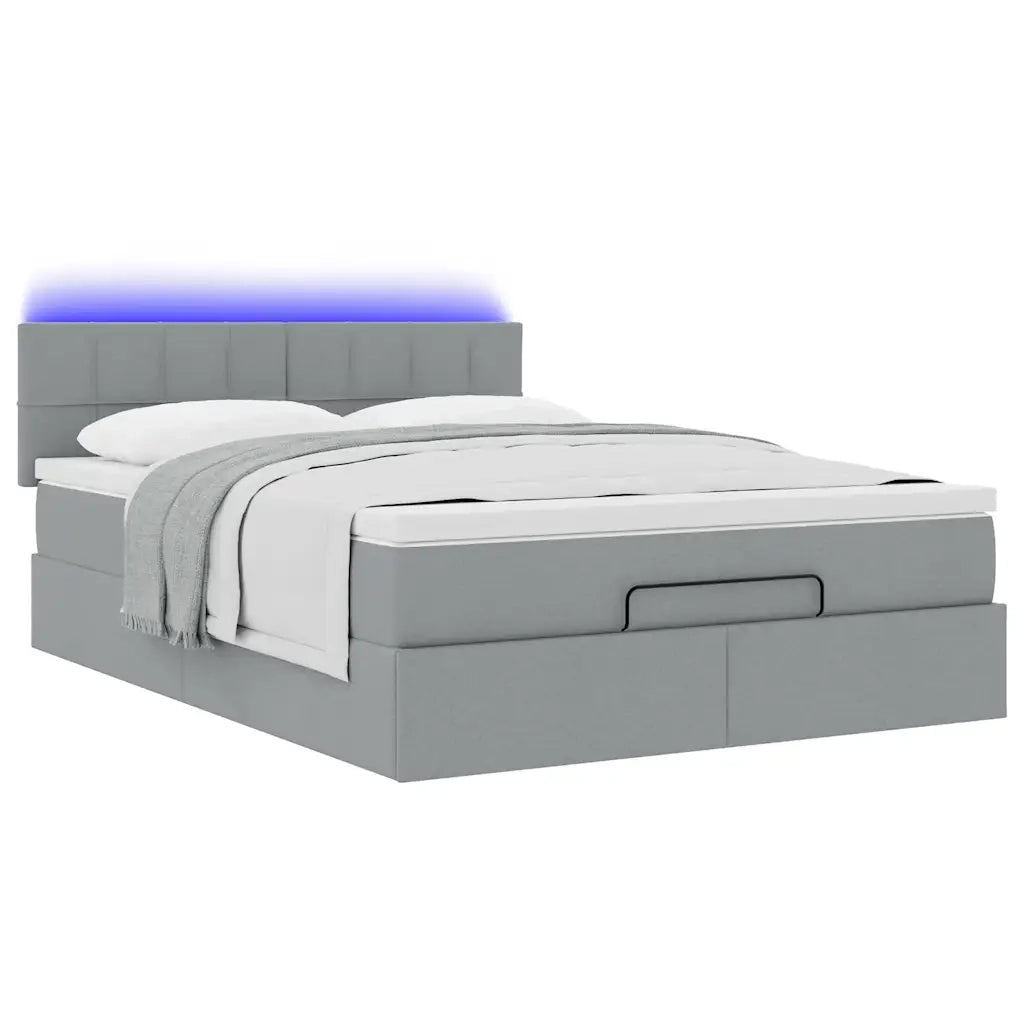 Pouf Letto con Materasso e LED Grigio Chiaro 140x190 cm 3312305