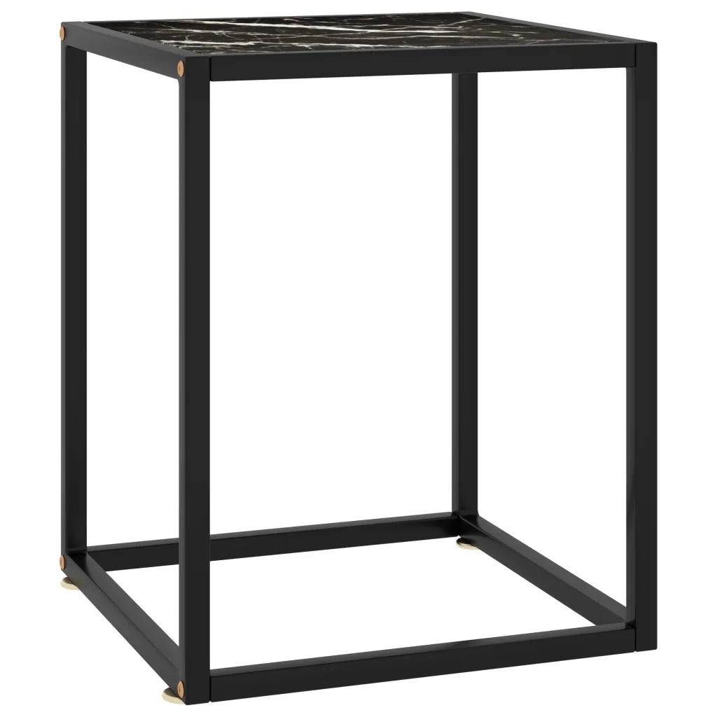 Tavolino da Salotto Nero e Vetro Nero Marmorizzato 40x40x50 cm  cod mxl 59565