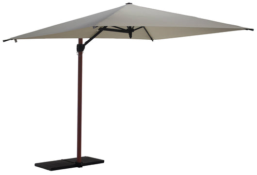 Ombrellone da Giardino Decentrato 3x2m Palo in Alluminio Effetto Legno Tessuto Poliestere Trend Wood Ecru