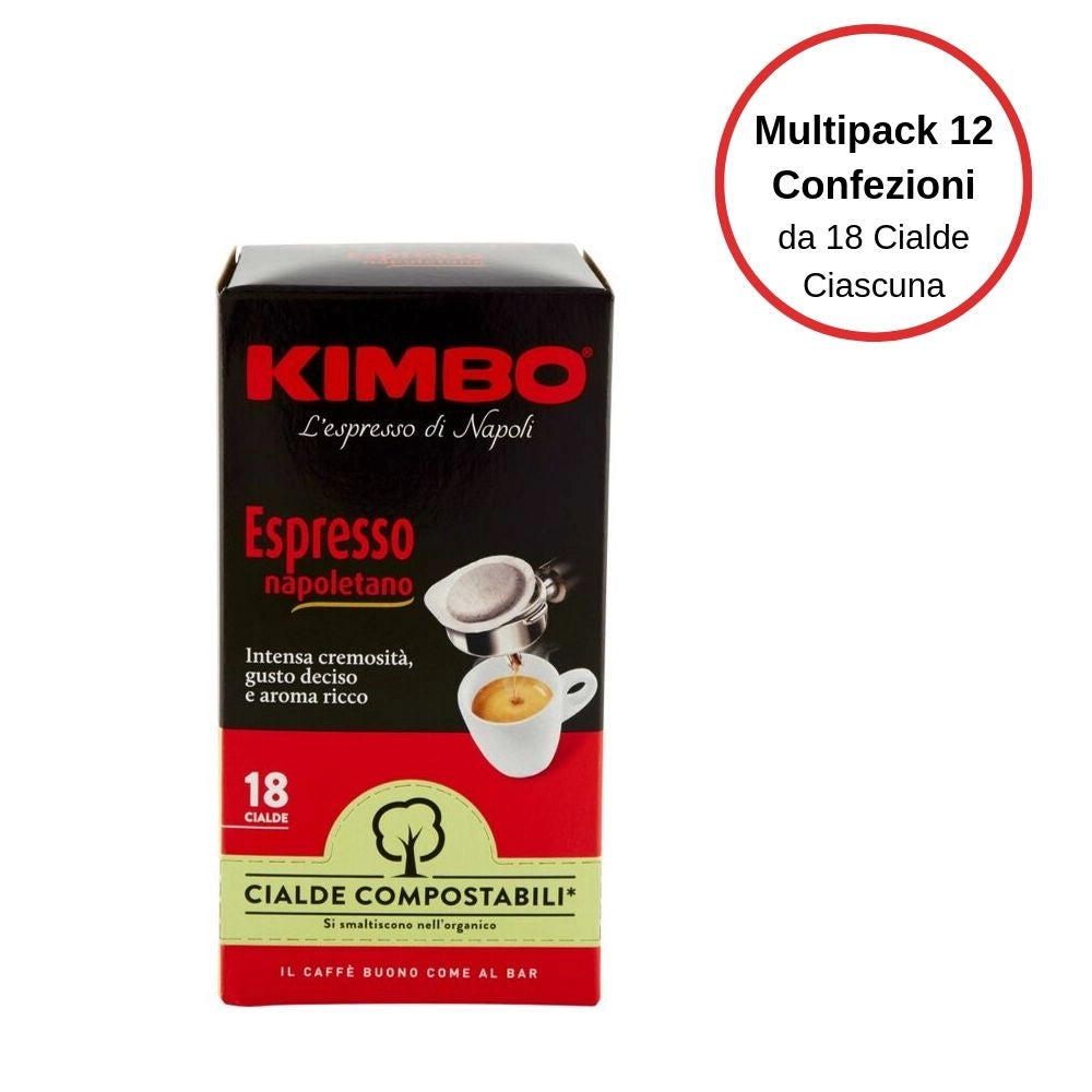 Kimbo espresso napoletano caffe' in cialde multipack 12 confezioni da 18 cialde ciascuna