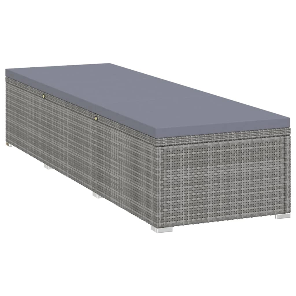 Sedie a sdraio da giardino lettini prendisole tavolino da tè 3 pezzi resina di vimini grigia 02_0011920