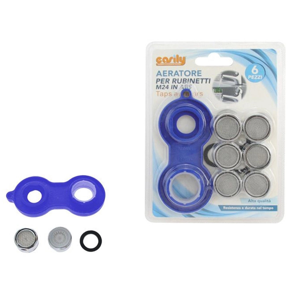 Trade Shop - Set 6pz Aeratore Rubinetto M24 In Abs Filtro Bagno Cucina Chiave Rompigetto 87988 -