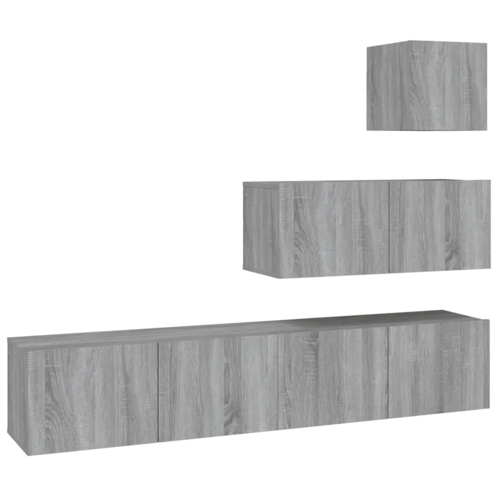 Set di mobili in legno ingegnerizzato Sonoma da 4 pezzi (mobile credenza mobile TV soggiorno camera da letto salotto) - 02_0024836
