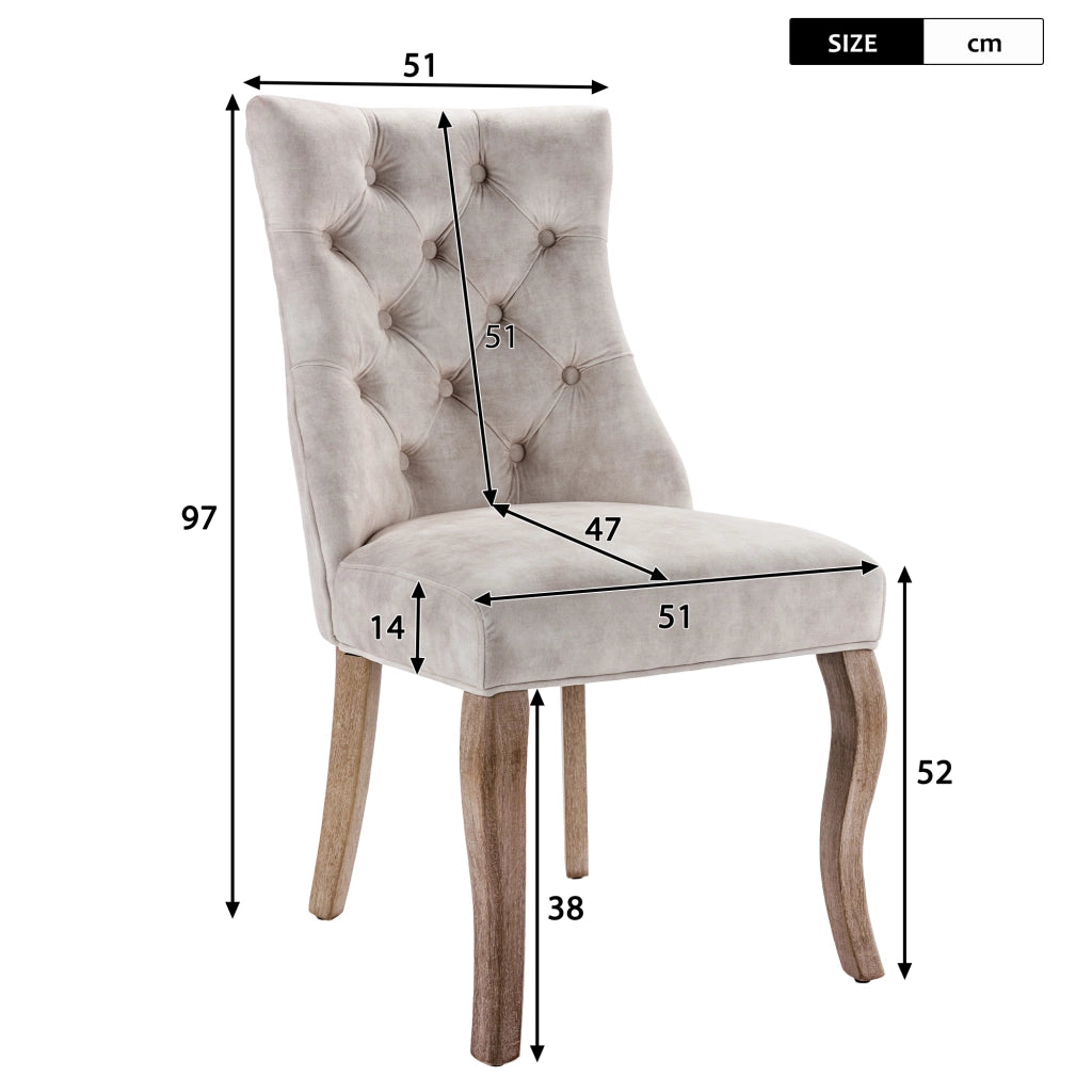 Sedie da Pranzo con Schienale Alto ¨C MINIMAL ¨C Set 4 Pezzi, Velluto Beige, Gambe in Legno Massello
