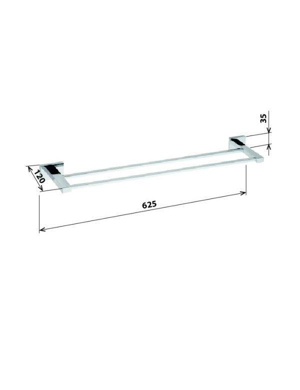 PLAZA Doppio Portasciugamani Cromato 12x62,5x3,5 cm
