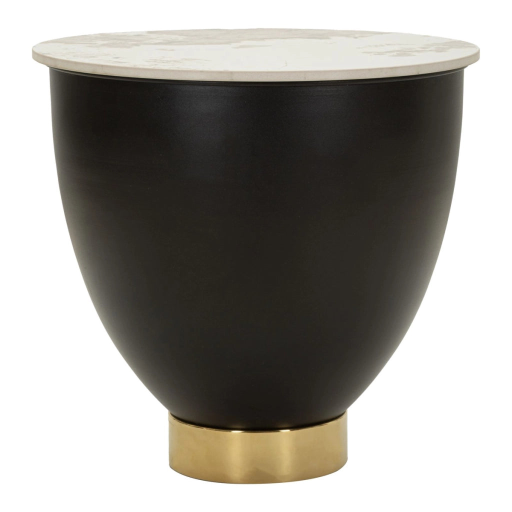 Tavolino Glam in metallo e ceramica effetto marmo