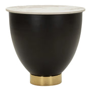 Tavolino Glam in metallo e ceramica effetto marmo