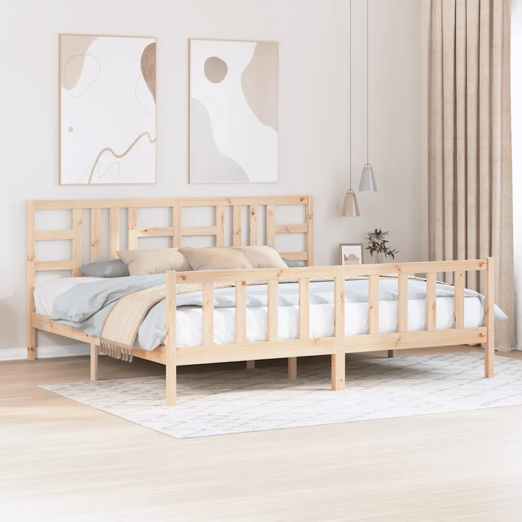 Giroletto senza Materasso-Struttura Letto 200x200 cm in Legno Massello di Pino 503179