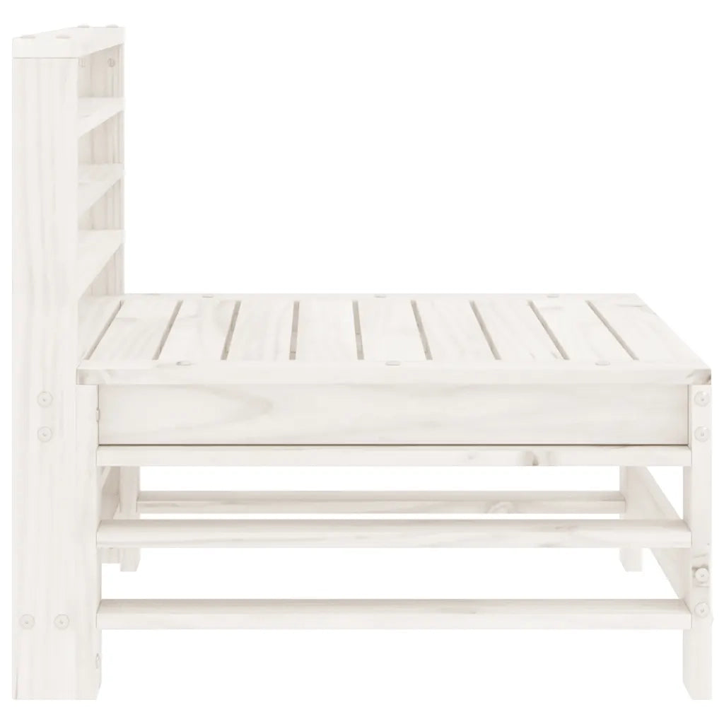 Divani Centrali da Giardino 2 pz Bianchi Legno Massello di Pino 825640