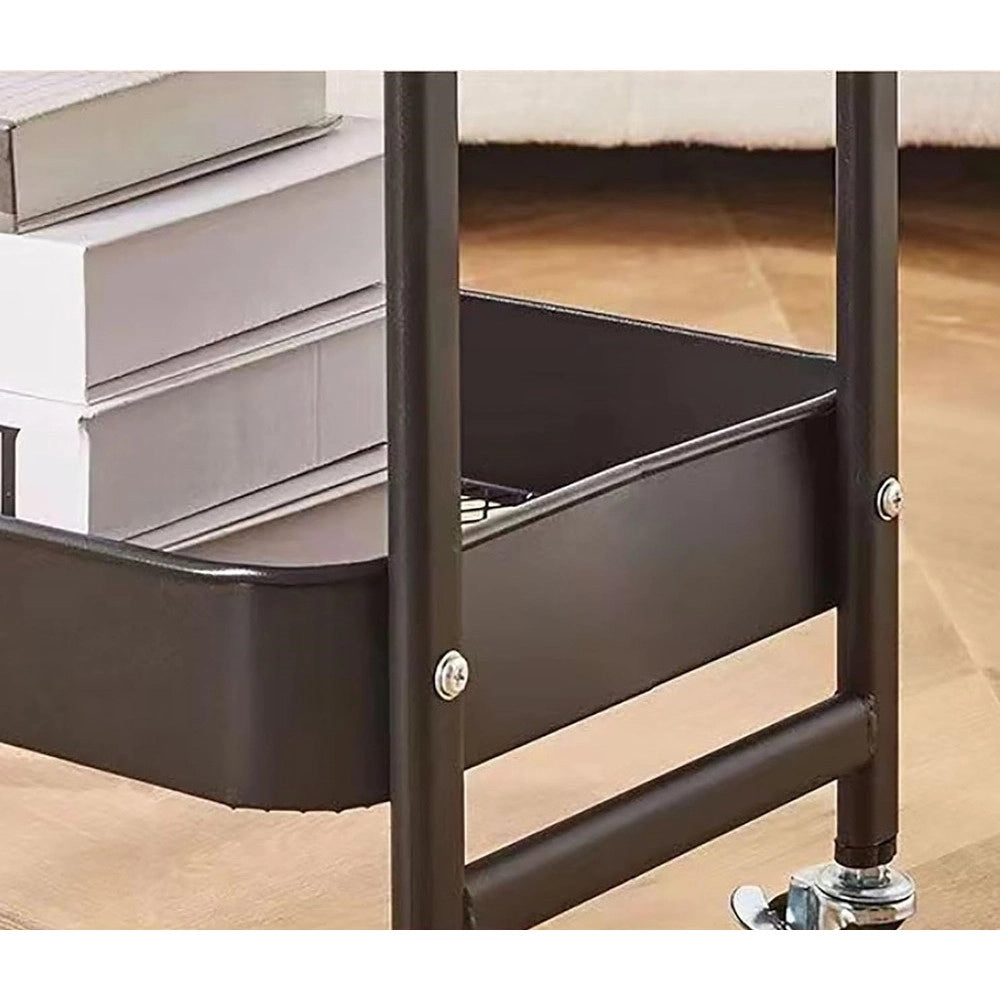 Trade Shop - Carrello Portaoggetti A 3 Livelli Scaffale Mobile Organizzatore Scorrevole Piano In Legno -