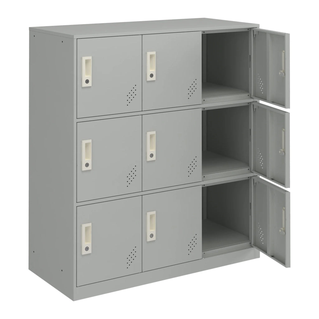 Armadietto metallico con 9 ante 100 x 90 x 40 cm acciaio laccato grigio chiaro 03_0009184